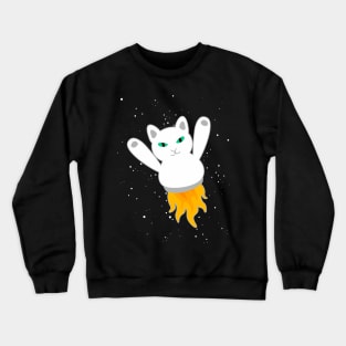 White Rocket Cat Crewneck Sweatshirt